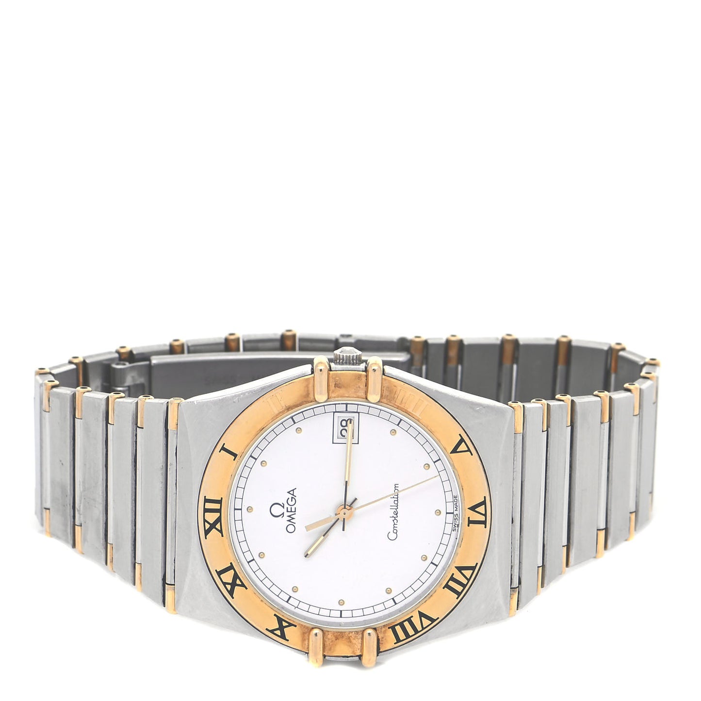 Stainless Steel 18K Yellow Gold 32mm Constellation Quartz Watch White 396.1080