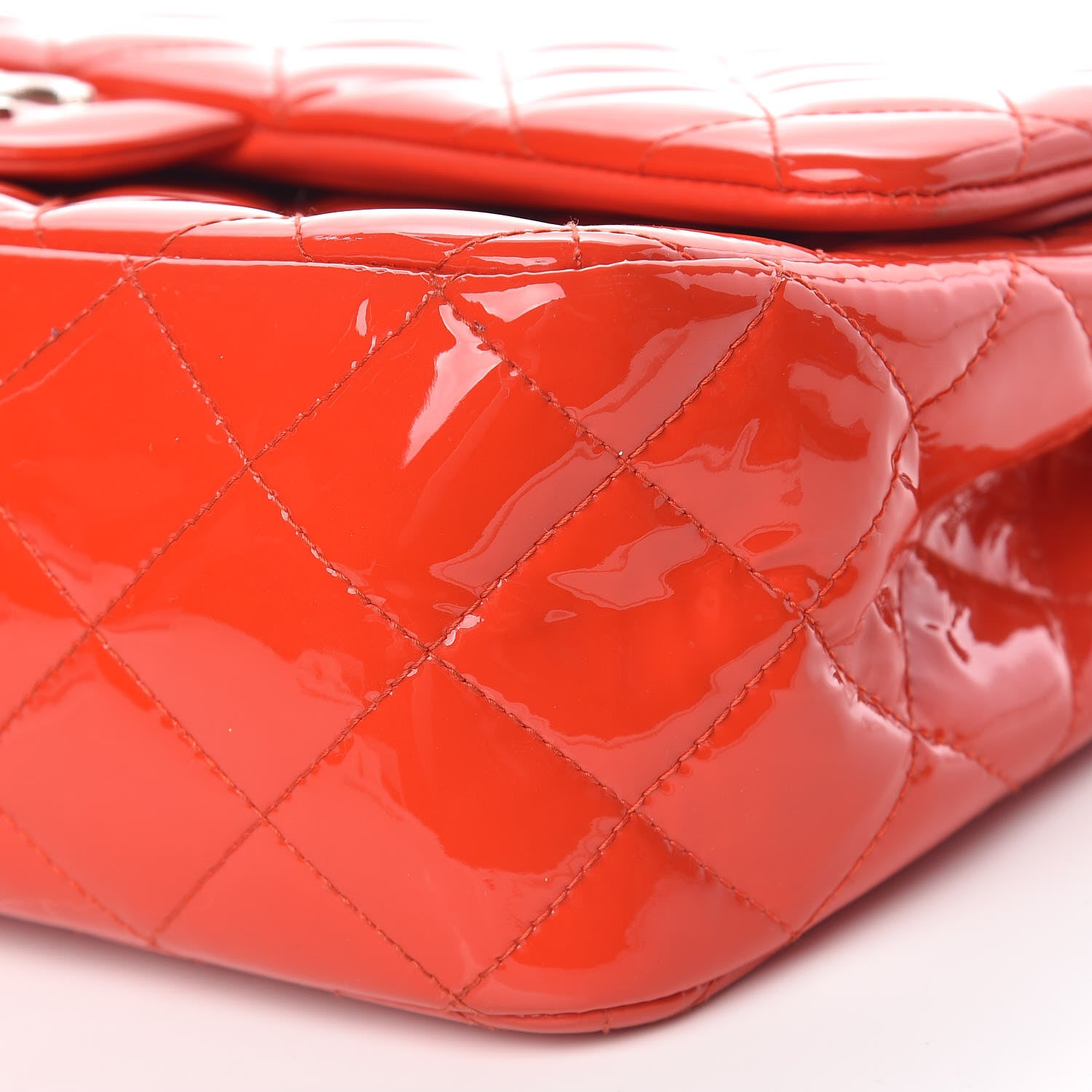 Chanel Patent Quilted Jumbo Double Flap Red 7 of 13