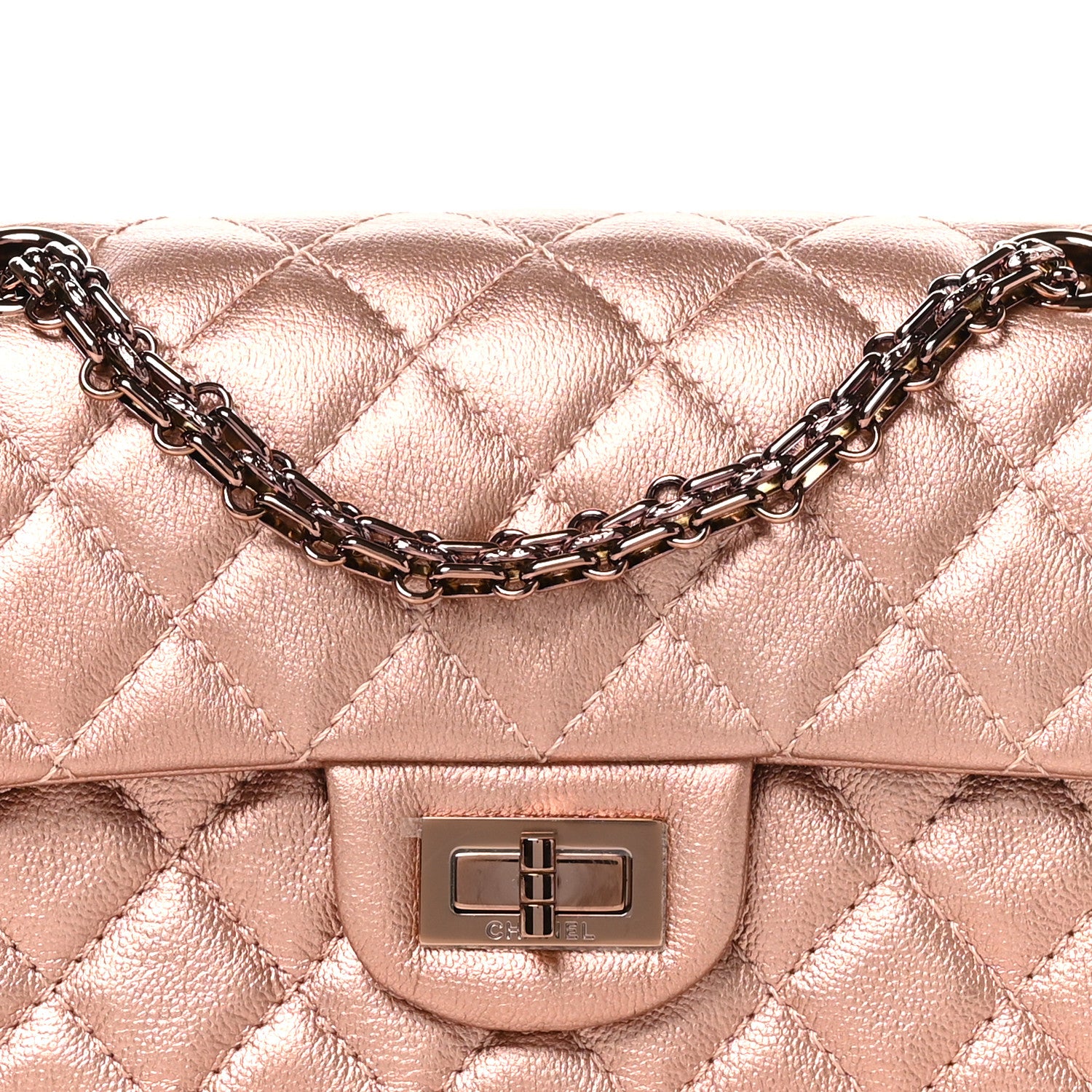 Chanel Metallic Grained Calfskin Quilted 2.55 Reissue Mini Flap Copper Pink 8 of 10
