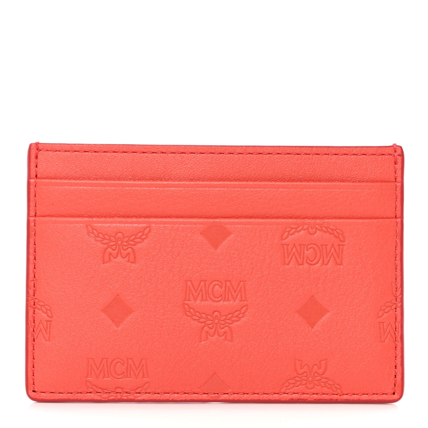 Calfskin Ottomar Monogram Card Case Hot Coral