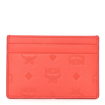 MCM Calfskin Ottomar Monogram Card Case Hot Coral 1 of 7
