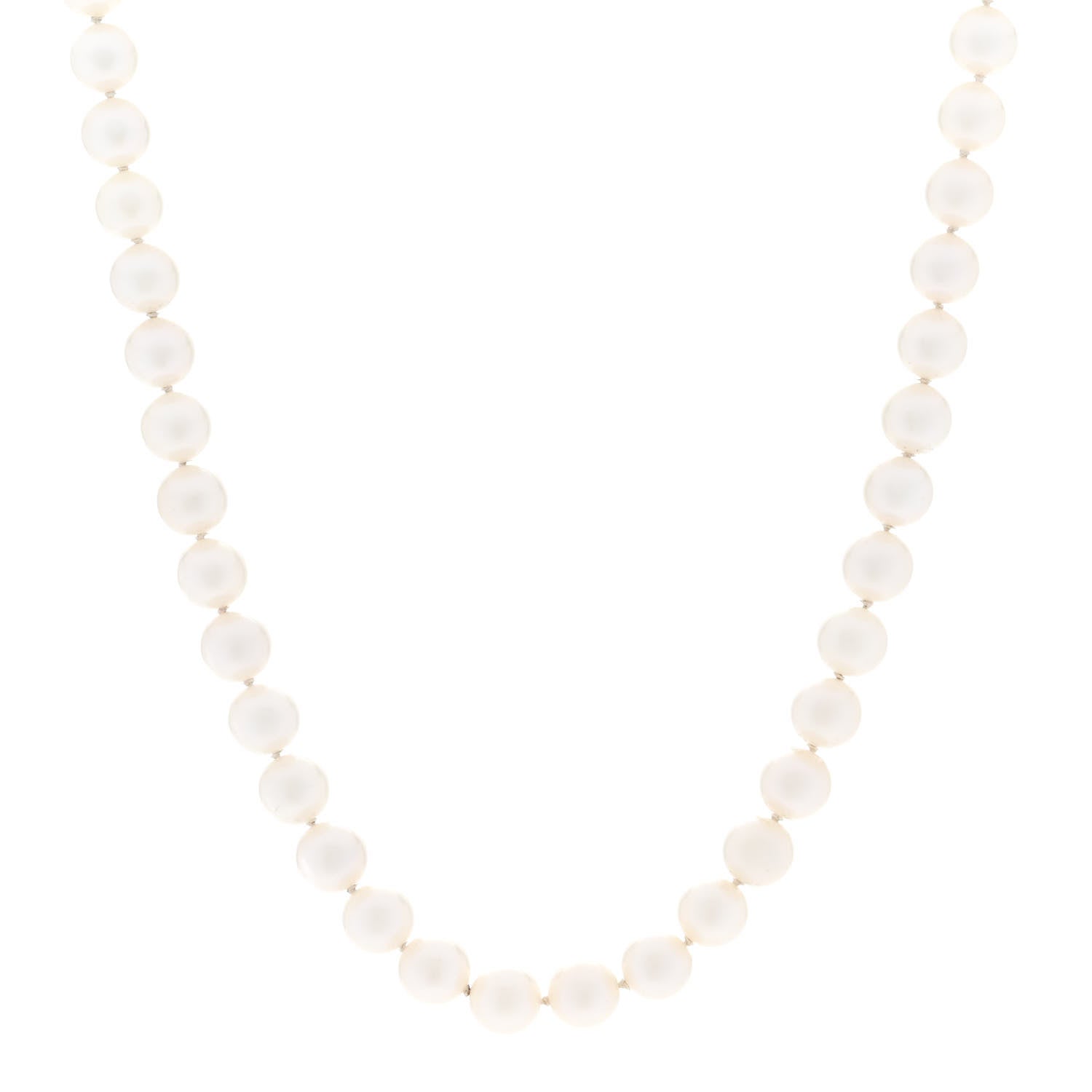 Mikimoto 18K Yellow Gold Akoya Cultured Pearl 7-7.5mm Strand Necklace 14" 1 of 5