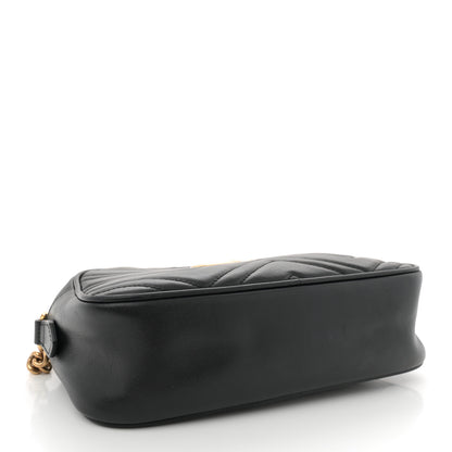 Gucci Calfskin Matelasse Mini GG Marmont Chain Shoulder Bag Black 4 of 10