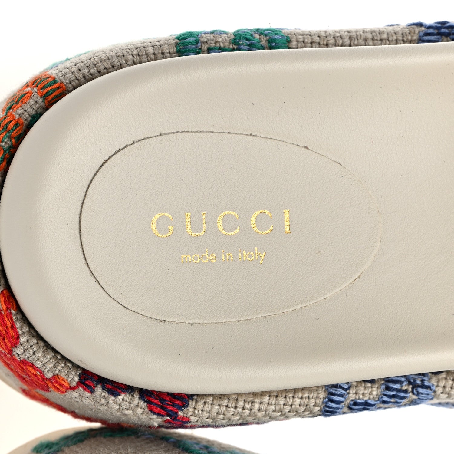 Gucci Linen Psychedelic Mini GG Monogram Angelina Platform 55mm Slide Sandals 38 Multicolor 7 of 8