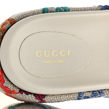 Gucci Linen Psychedelic Mini GG Monogram Angelina Platform 55mm Slide Sandals 38 Multicolor 7 of 8