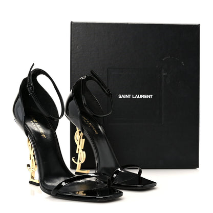Saint Laurent Patent Calfskin Opyum 110 Sandals 40 Black Gold 10 of 10