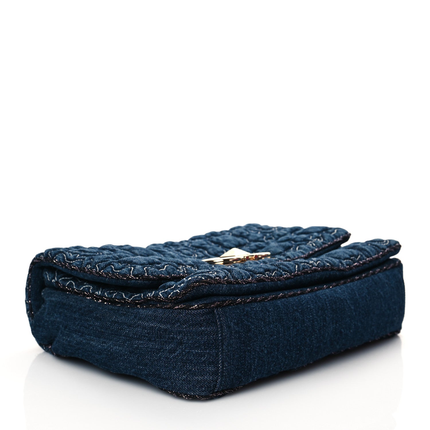 Salvatore Ferragamo Denim Quilted Gancini Small Flap Bag Blue 4 of 10