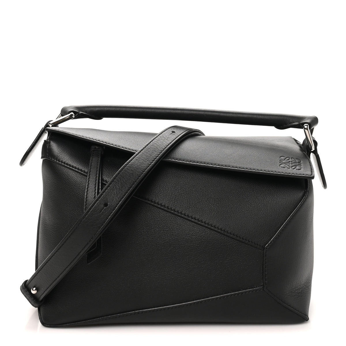 Calfskin Small Puzzle Edge Bag Black