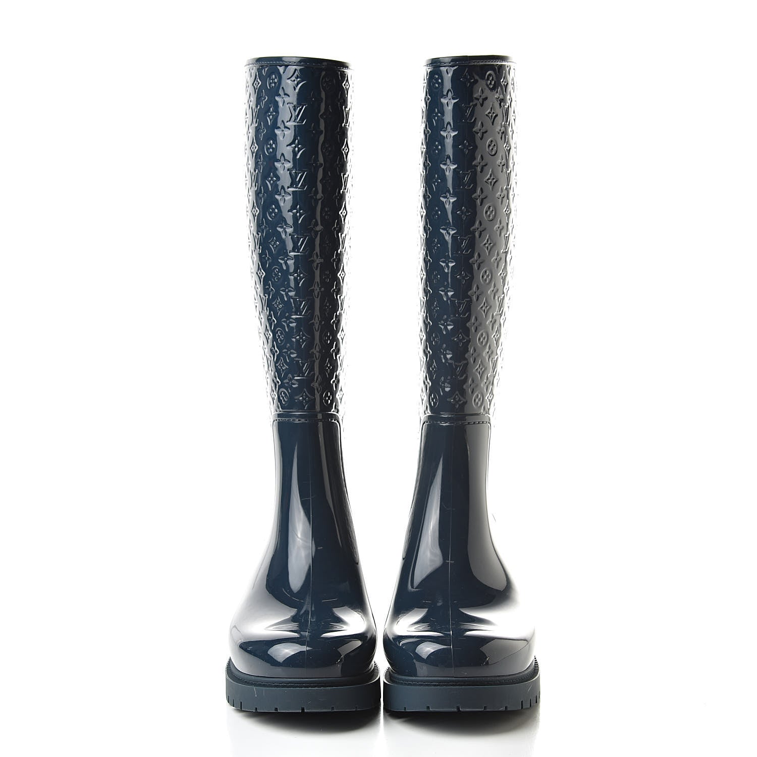Louis Vuitton Rubber Embossed Monogram Splash Rain Boots 41 Blue 2 of 7