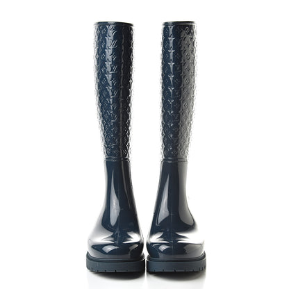 Louis Vuitton Rubber Embossed Monogram Splash Rain Boots 41 Blue 2 of 7