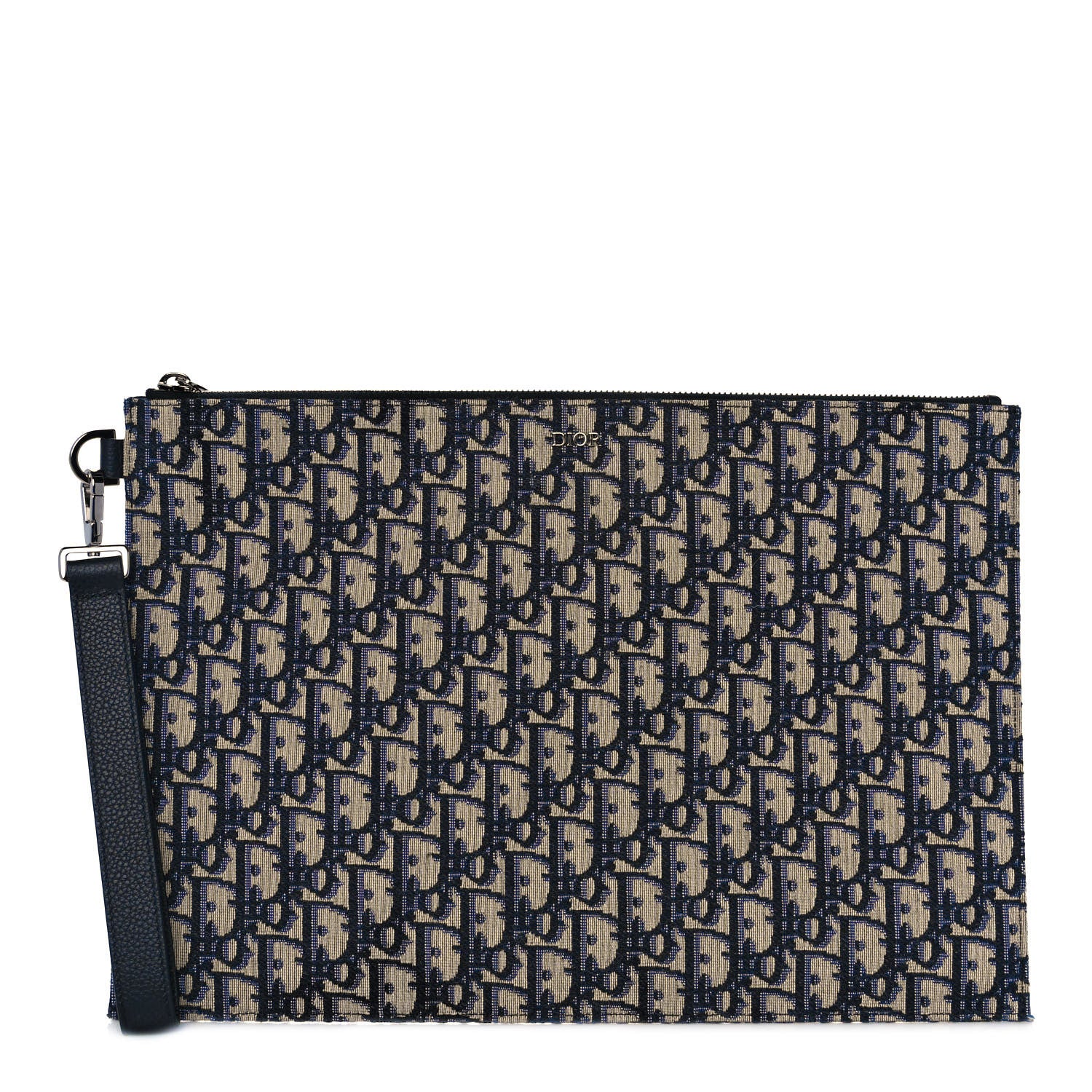 Dior ネイビー フラップクラッチバッグ Christian Dior Oblique A4 Flat Pouch Clutch Blue 1042815