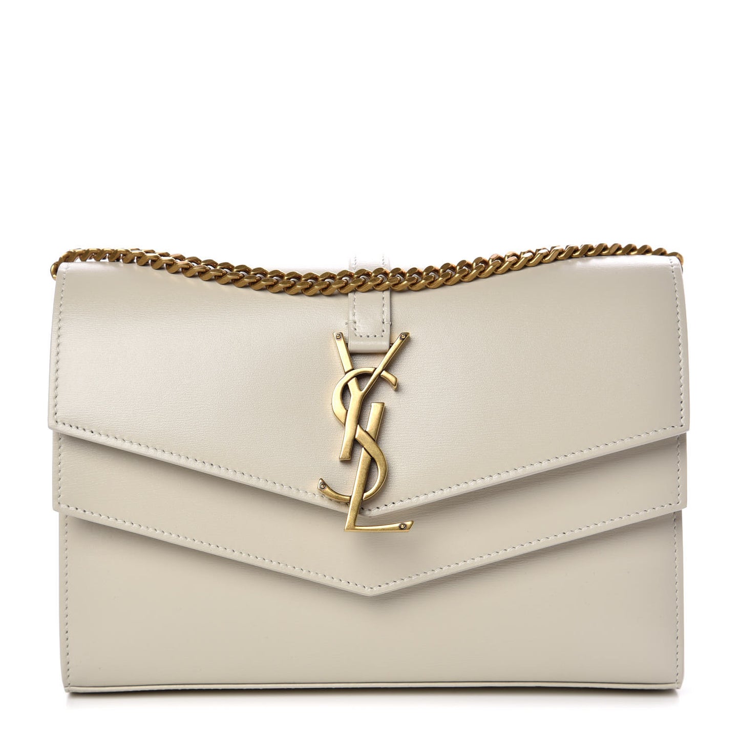 Smooth Calfskin Monogram Sulpice Chain Wallet White