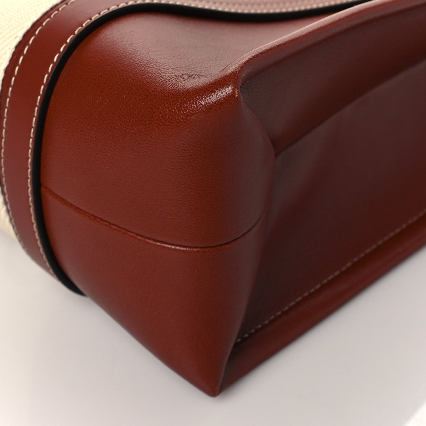Calfskin Medium Woody Ribbon Tote Sepia Brown