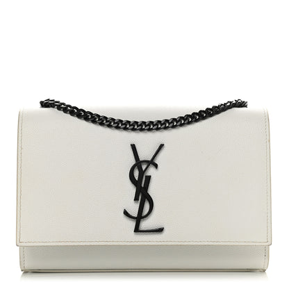 Saint Laurent Grain De Poudre Small Monogram Kate Satchel Porcellana Black 1 of 12
