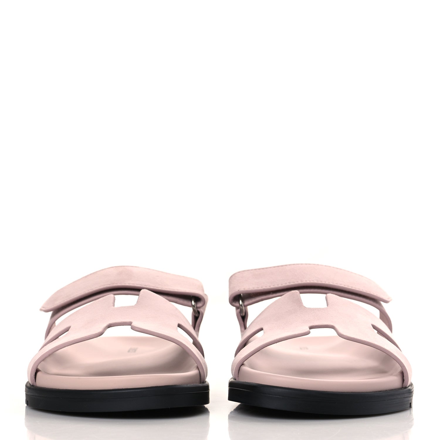 Hermes Suede Goatskin Womens Chypre Sandals 37 Rose Porcelaine 2 of 9