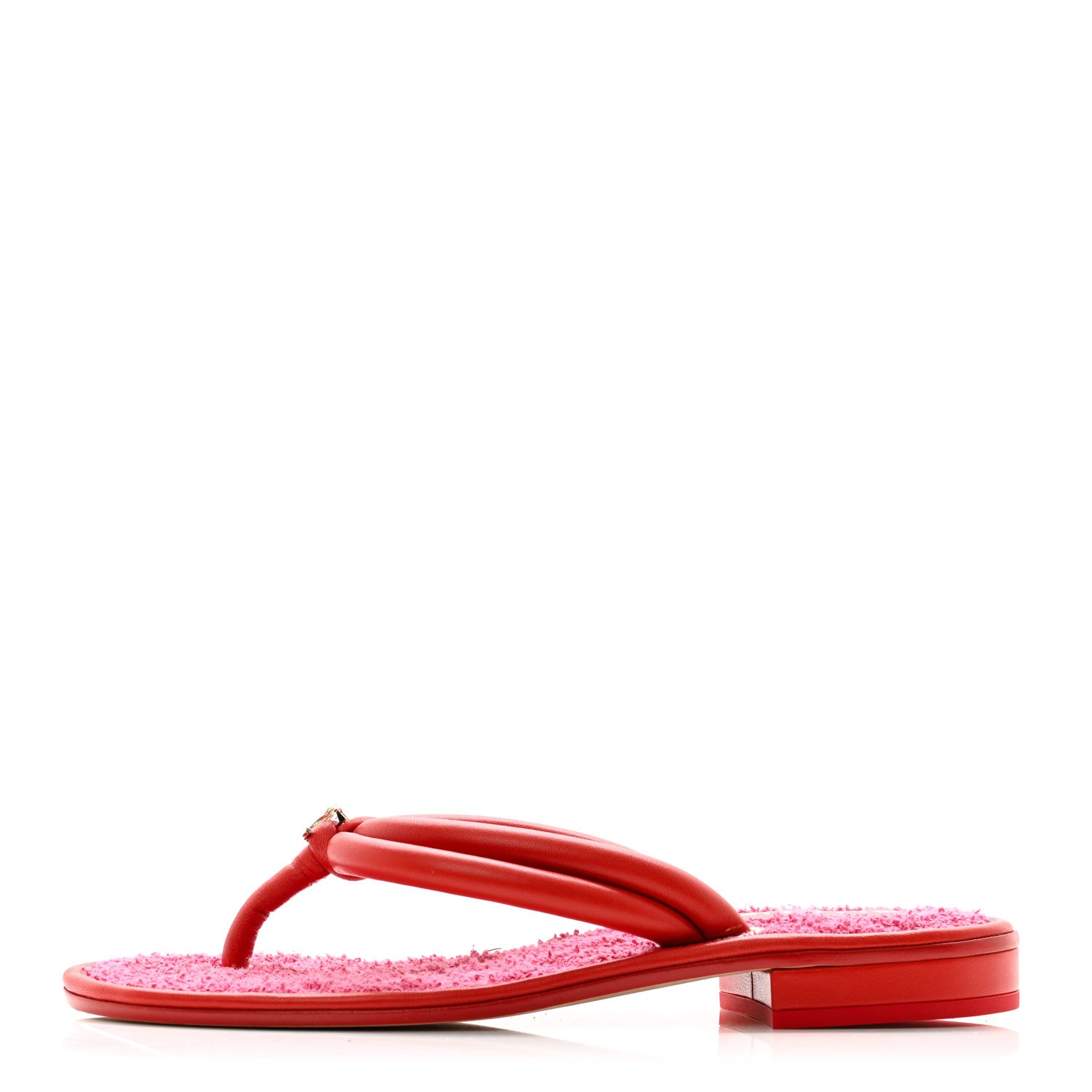 Chanel Lambskin Terry Cloth CC Thong Sandals 37.5 Pink 1 of 8
