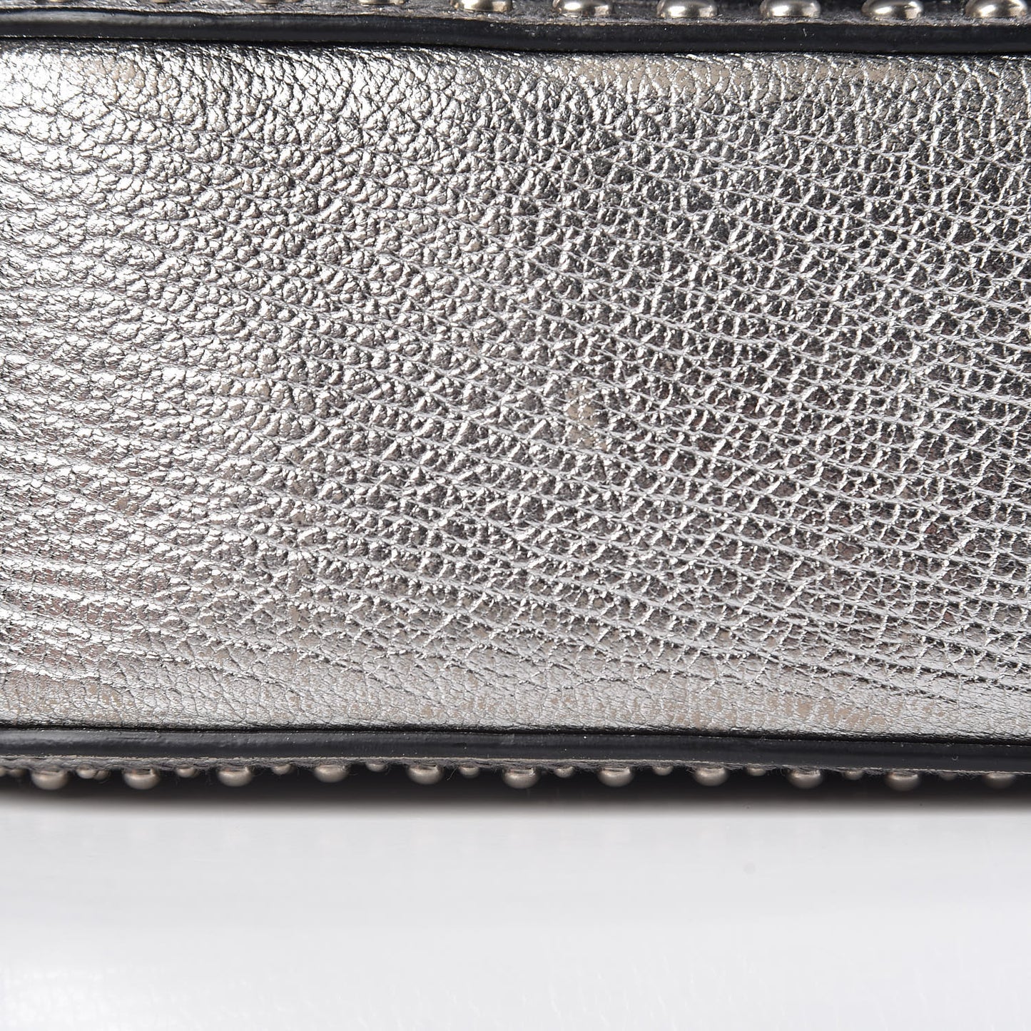 Metallic Goatskin Madras Stud Embellished Buckle Dahlia Shoulder Bag Chrome