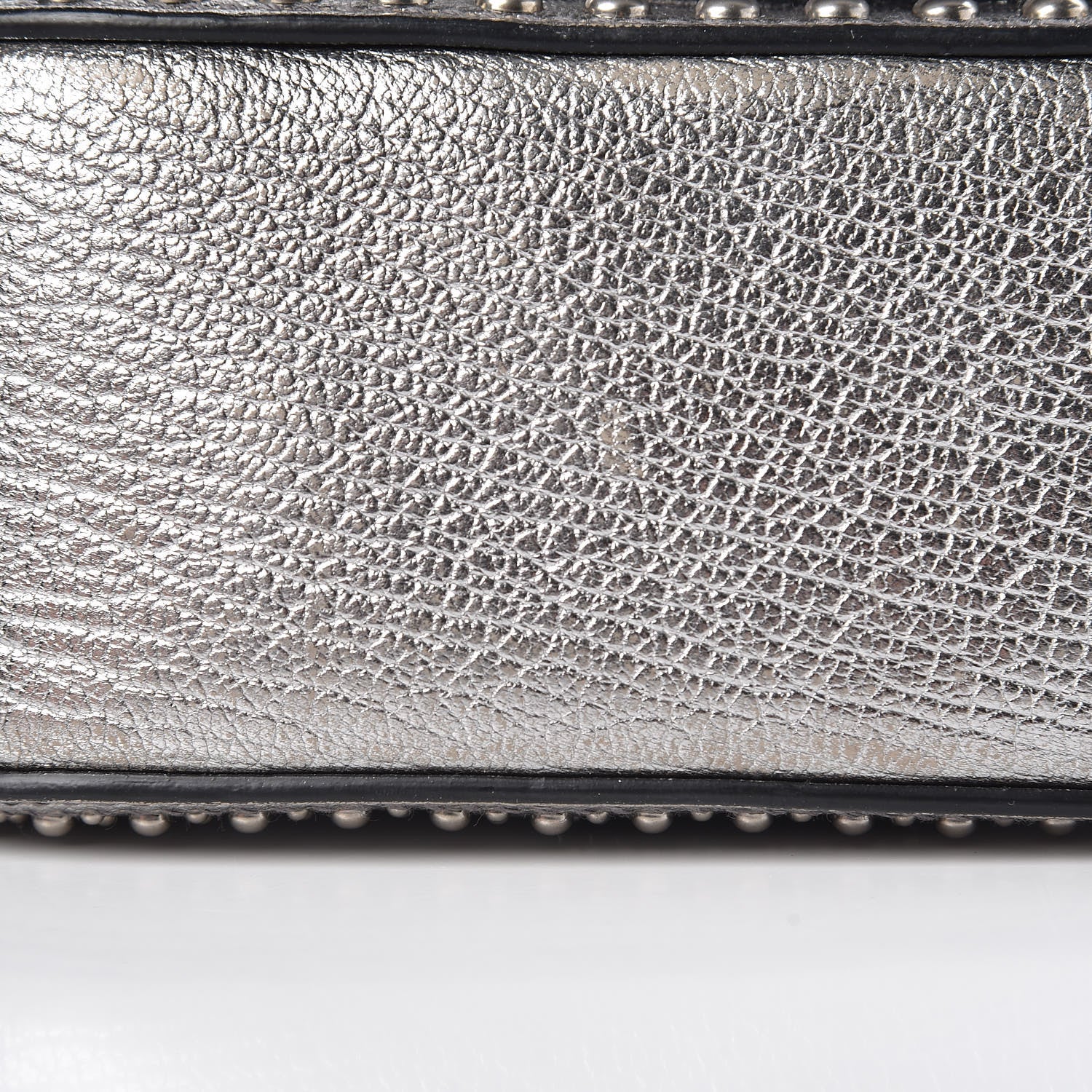 Miu Miu Metallic Goatskin Madras Stud Embellished Buckle Dahlia Shoulder Bag Chrome 20 of 20