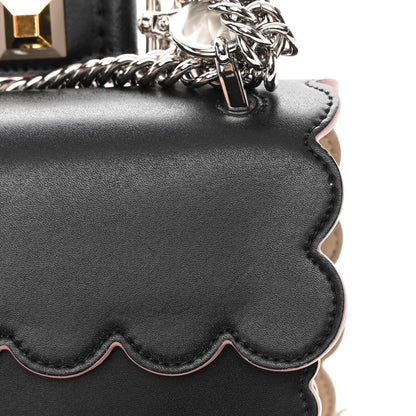 Fendi Vitello Liberty Pearl Bi-Color Flowers and Bow Scalloped Studded Kan I Shoulder Bag Black Soap 12 of 12