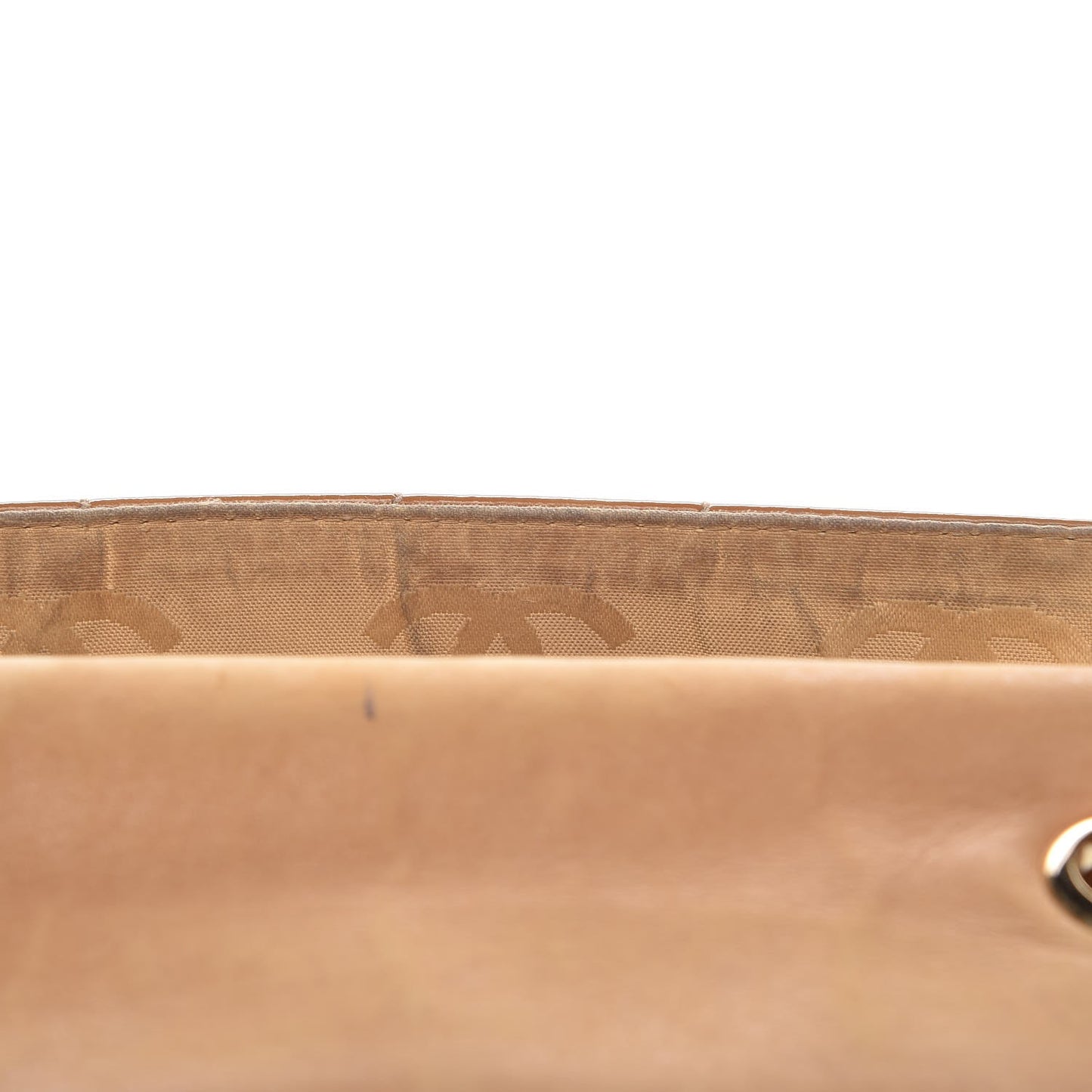 Patent Quilted Medium Chocolate Bar Flap Tan