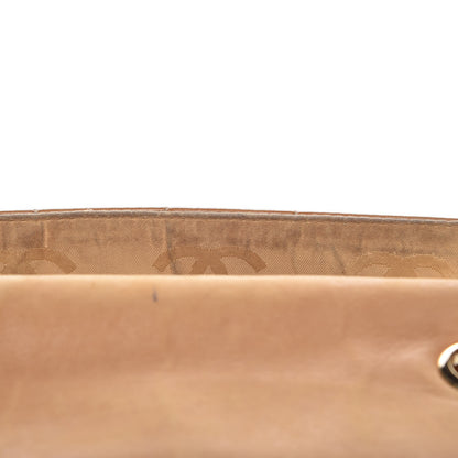 Chanel Patent Quilted Medium Chocolate Bar Flap Tan 13 of 20