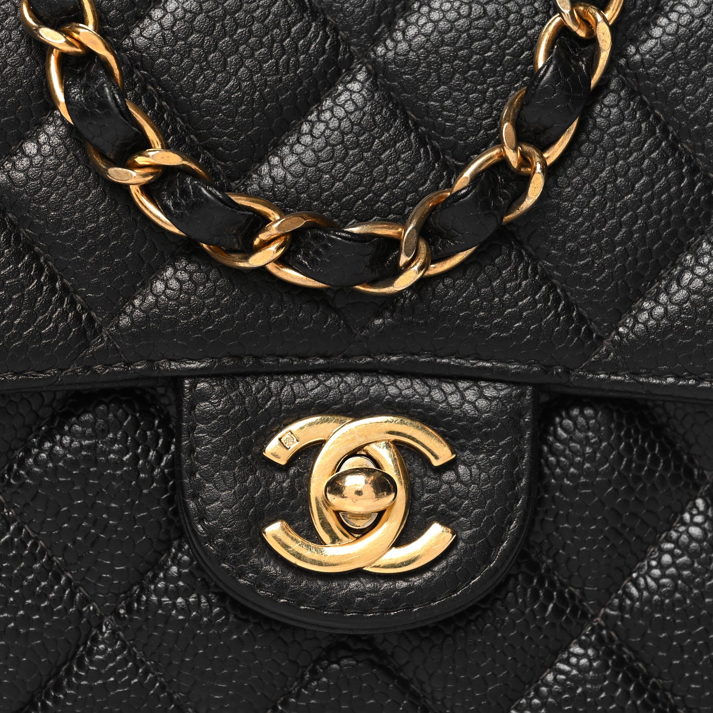 Caviar Quilted Mini Square Flap Black