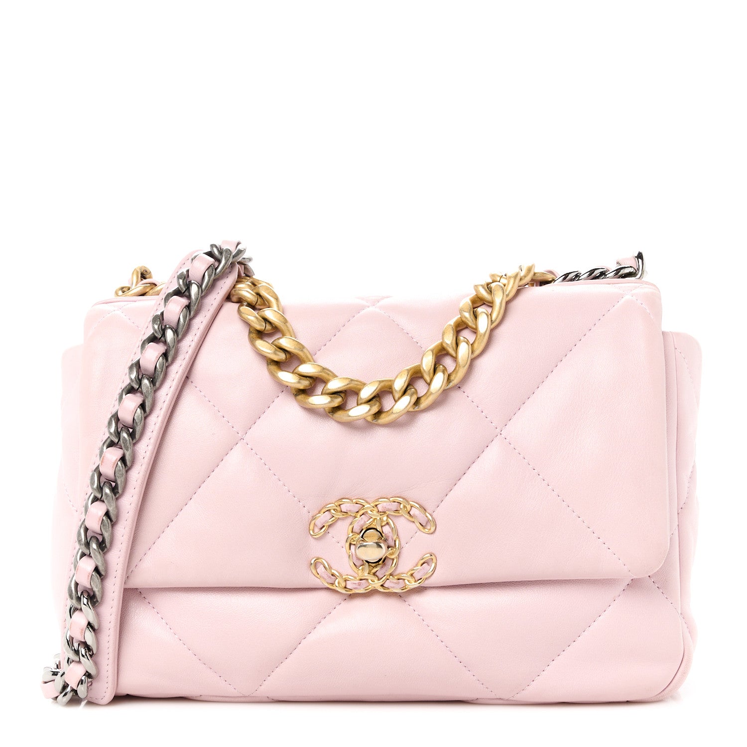 Chanel Goatskin Quilted Medium Chanel 19 Flap Light Pink 1 of 12