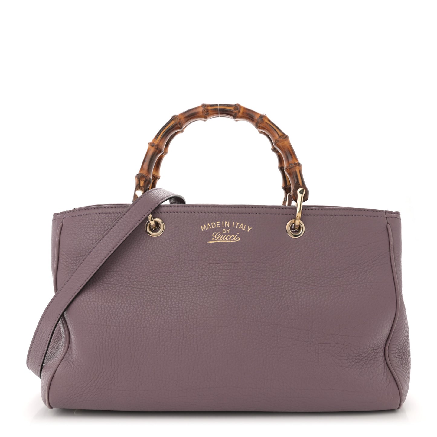 Pebbled Calfskin Medium Bamboo Shopper Tote Purple