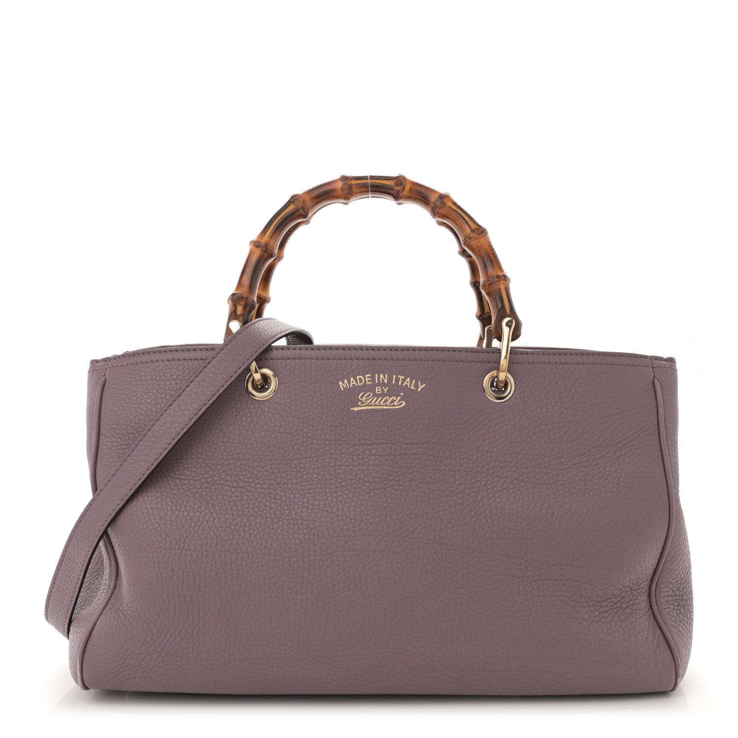 Gucci Pebbled Calfskin Medium Bamboo Shopper Tote Purple 1 of 16