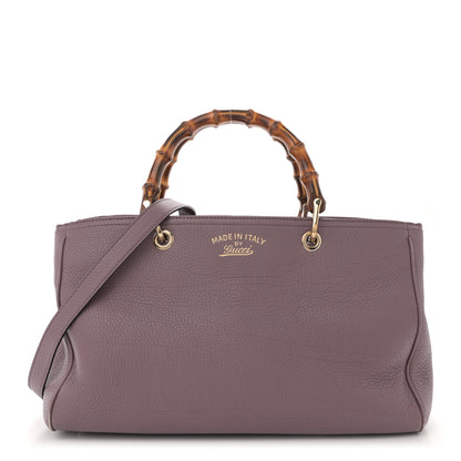 Gucci Pebbled Calfskin Medium Bamboo Shopper Tote Purple 1 of 16