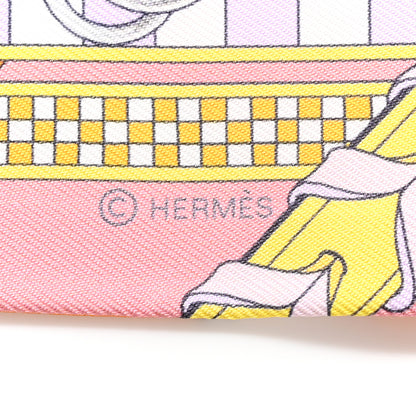 Hermes Silk Brides et Gris Twilly Orange Jaune Rose 3 of 4