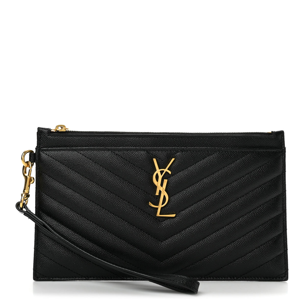 Grain De Poudre Chevron Monogram Large Bill Pouch Black
