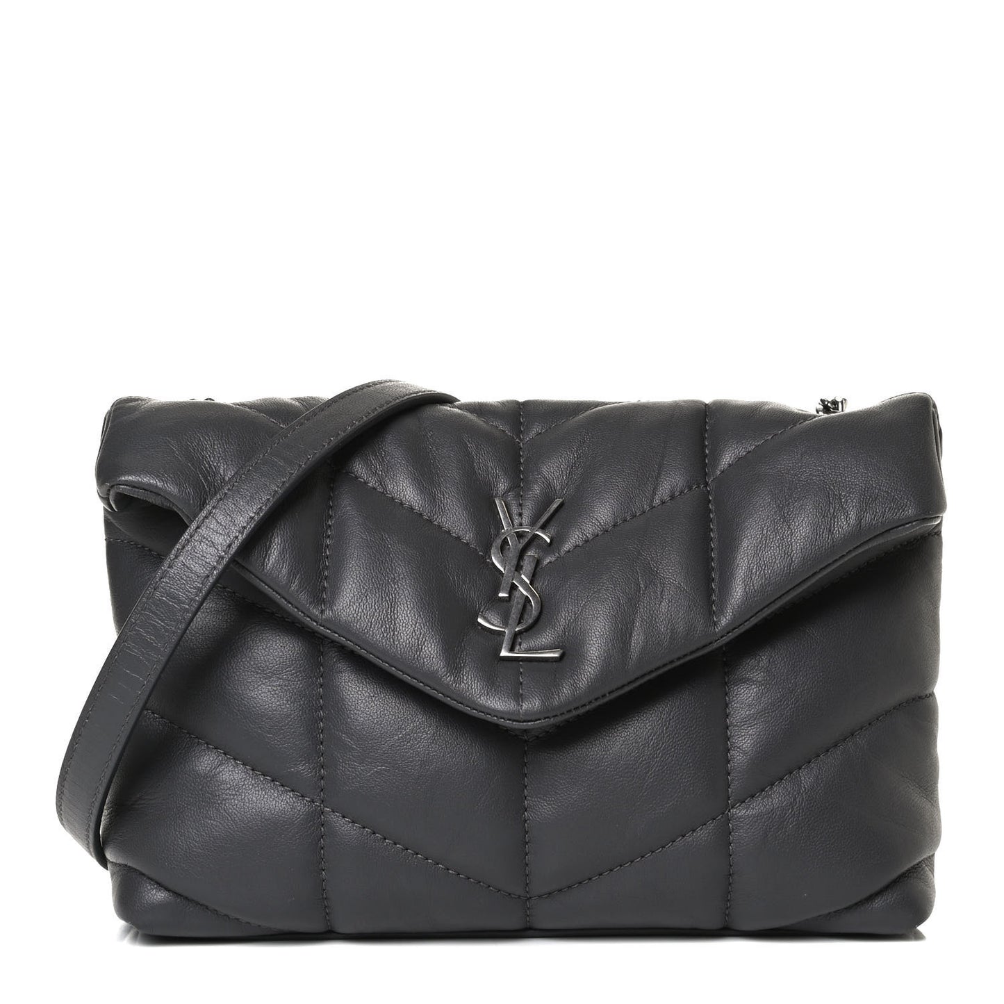 Lambskin Quilted Toy Loulou Puffer Monogram Chain Satchel Storm