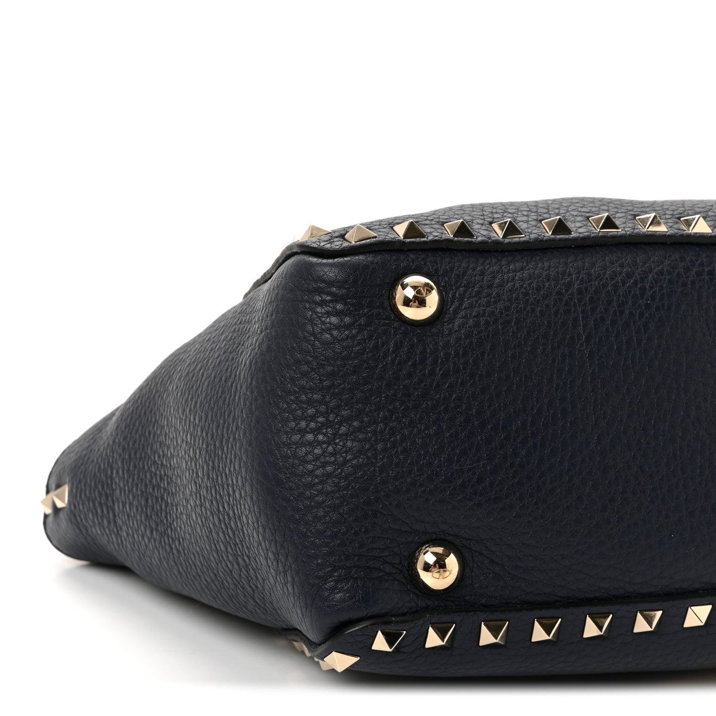 Pebbled Calfskin Small Rockstud Tote Deep Denim