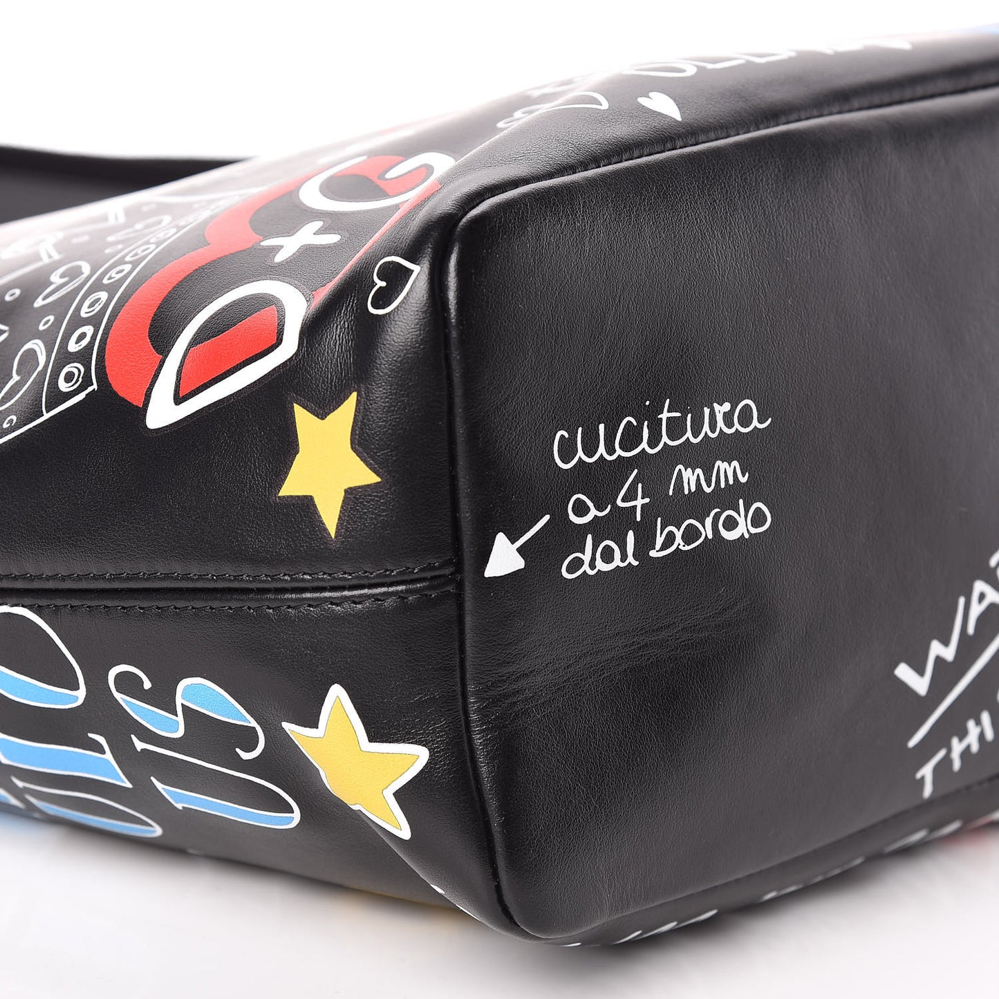 Calfskin Graffiti Printed Beatrice Tote Black