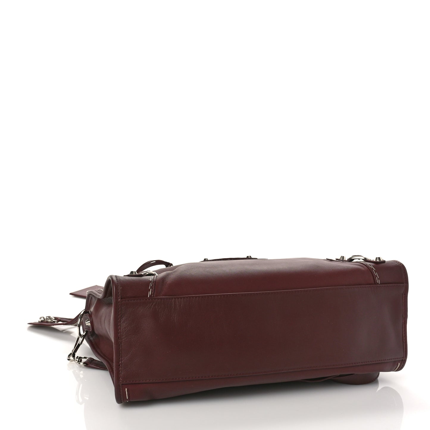Calfskin Topstitch Classic Silver Hardware City Rouge Lie De Vin
