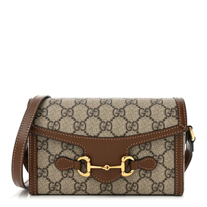 Gucci GG Supreme Monogram Mini Horsebit 1955 Shoulder Bag Beige Brown Sugar 1 of 10