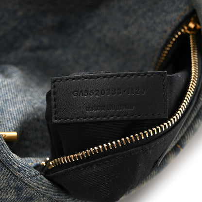 Saint Laurent Denim Quilted Toy Loulou Puffer Monogram Chain Satchel Blue Black 7 of 10