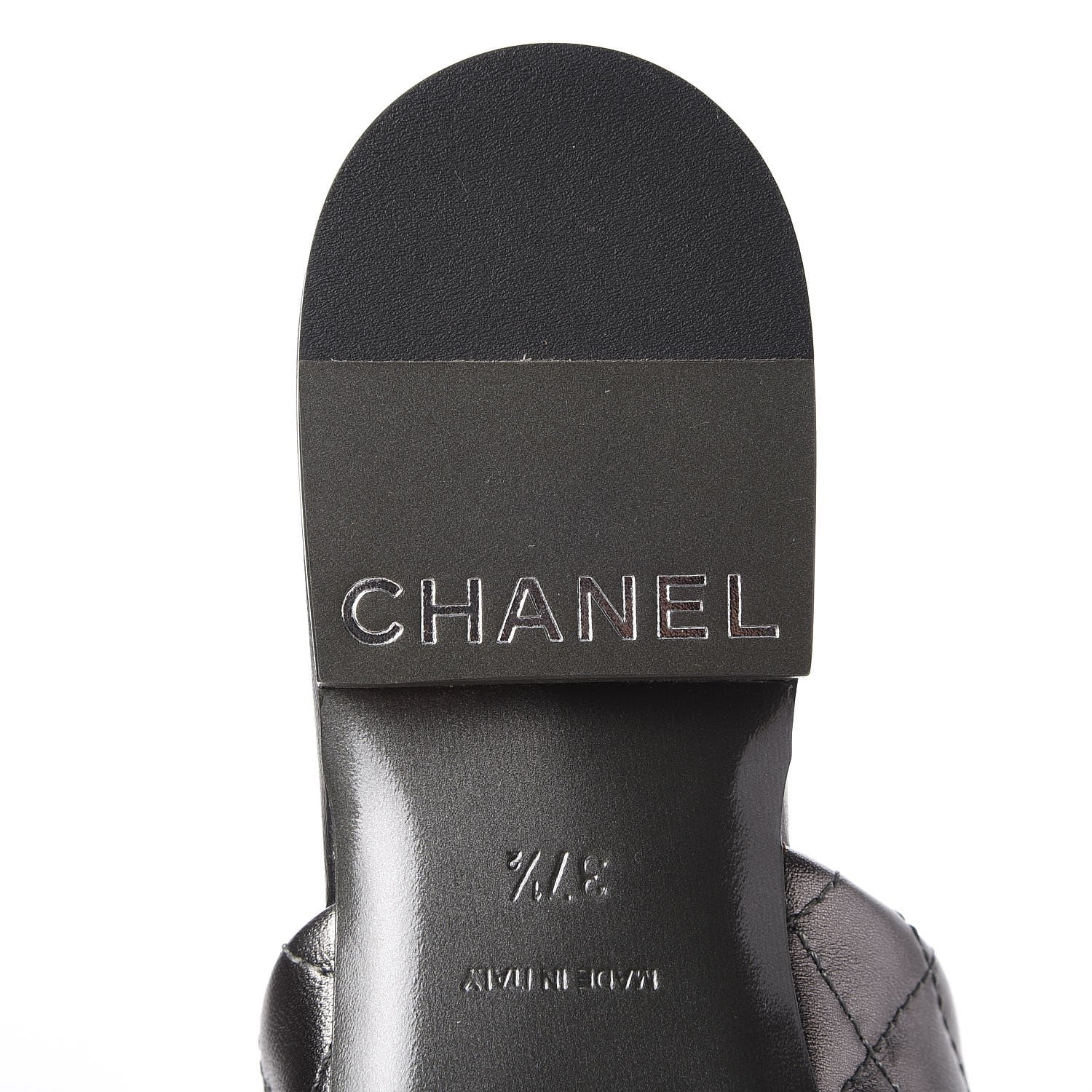 Chanel Iridescent Lambskin Quilted CC Chain Mules 37.5 Silver Black 7 of 10