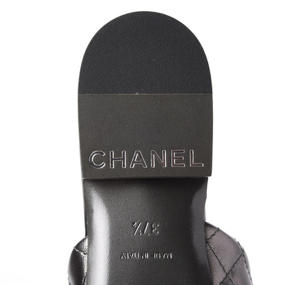 Chanel Iridescent Lambskin Quilted CC Chain Mules 37.5 Silver Black 7 of 10