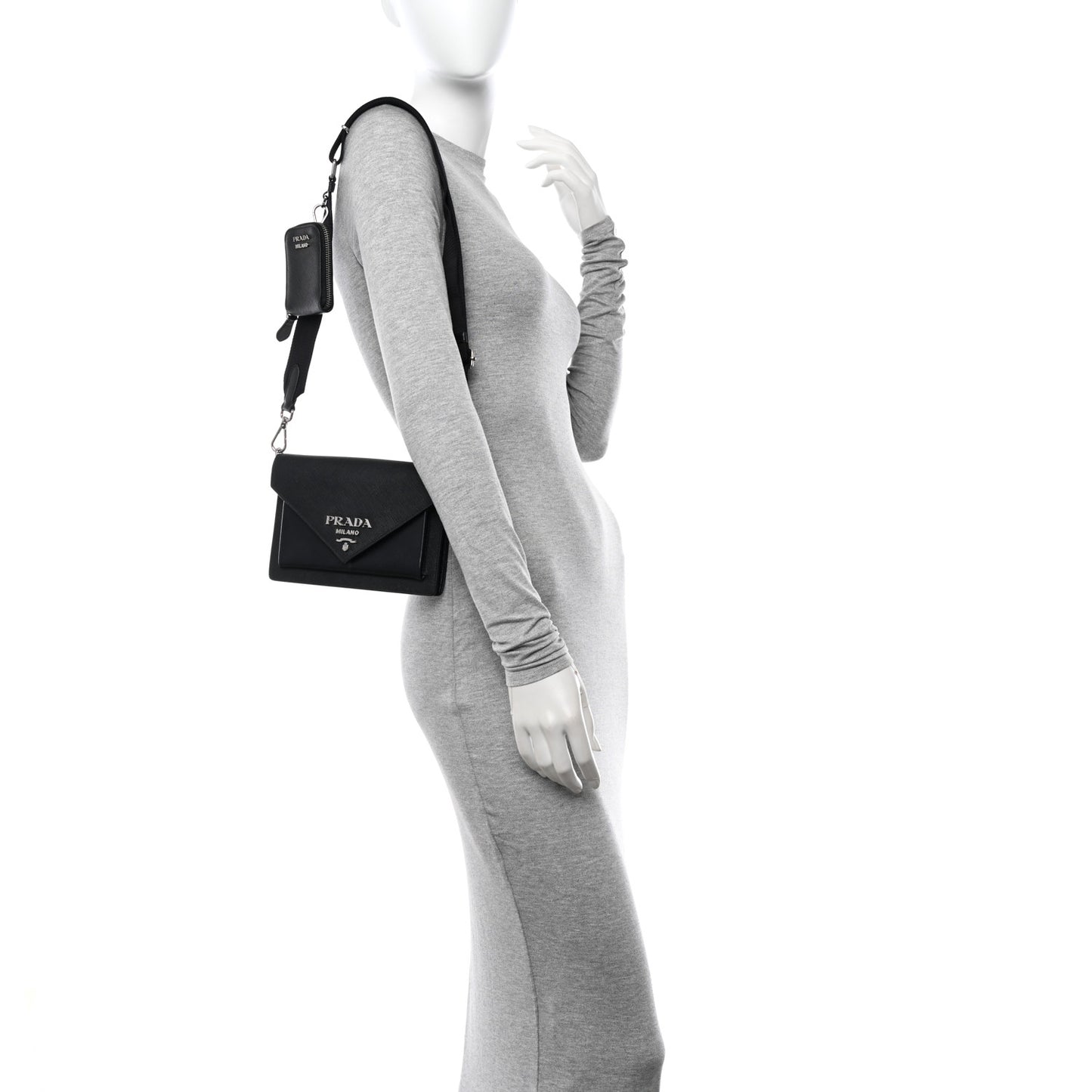 Saffiano City Calf Mini Envelope Bag Black