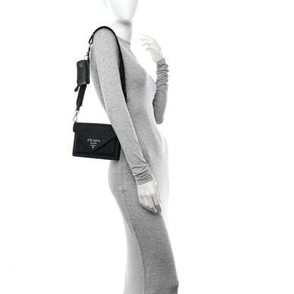 Prada Saffiano City Calf Mini Envelope Bag Black 2 of 12