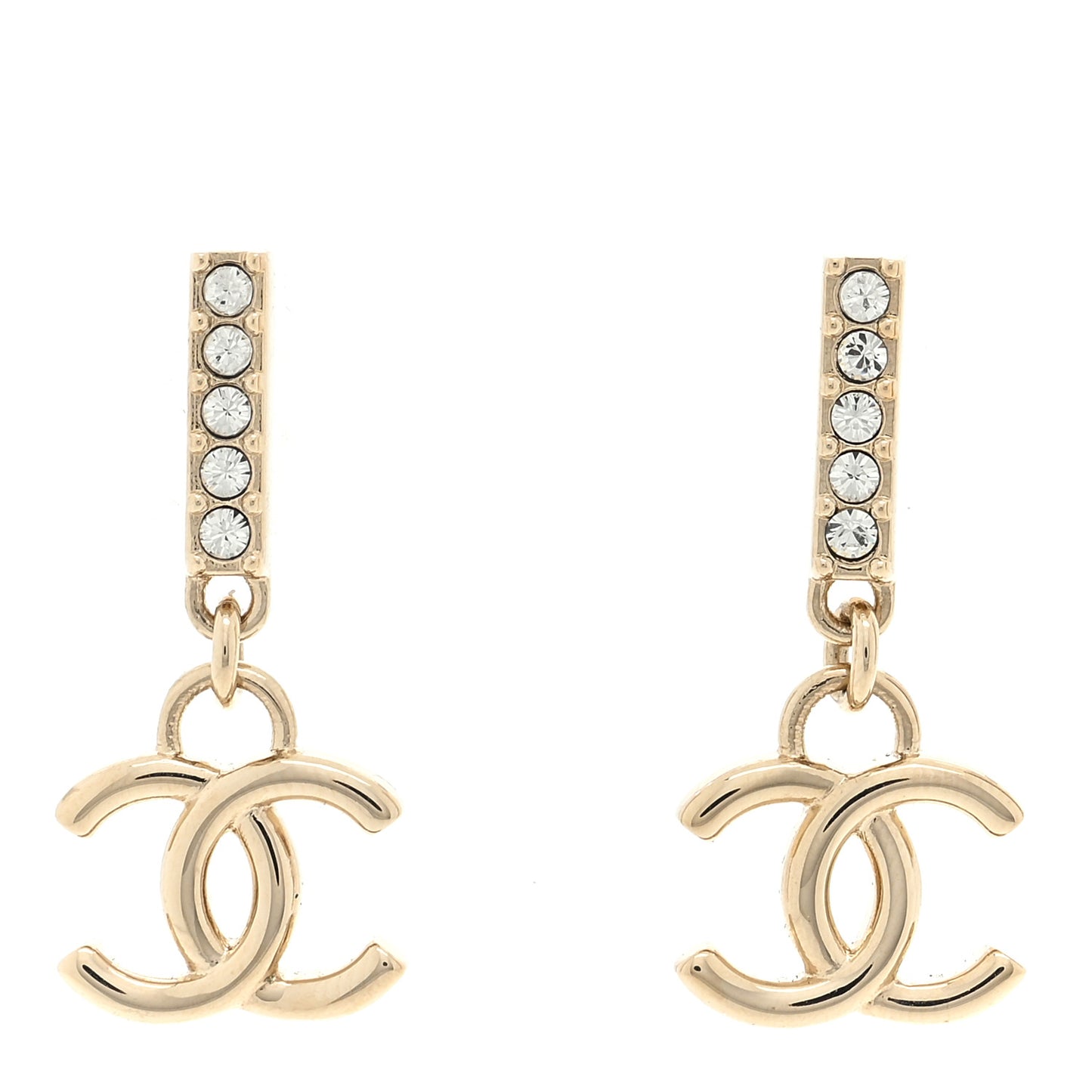Crystal CC Drop Earrings Gold