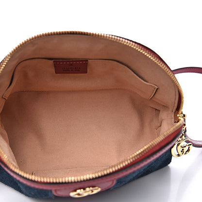 Gucci Suede Calfskin Web Small Ophidia Dome Shoulder Bag New Blue Romantic Cherry 5 of 14