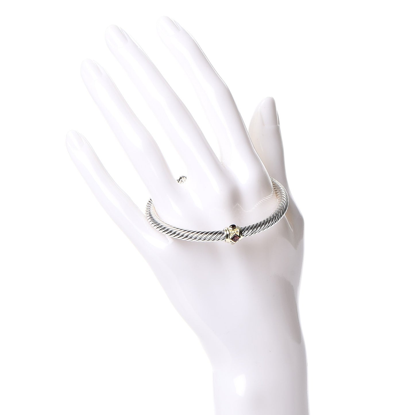 Sterling Silver 14K Gold Garnet Pink Tourmaline 5mm Cable Renaissance Bracelet