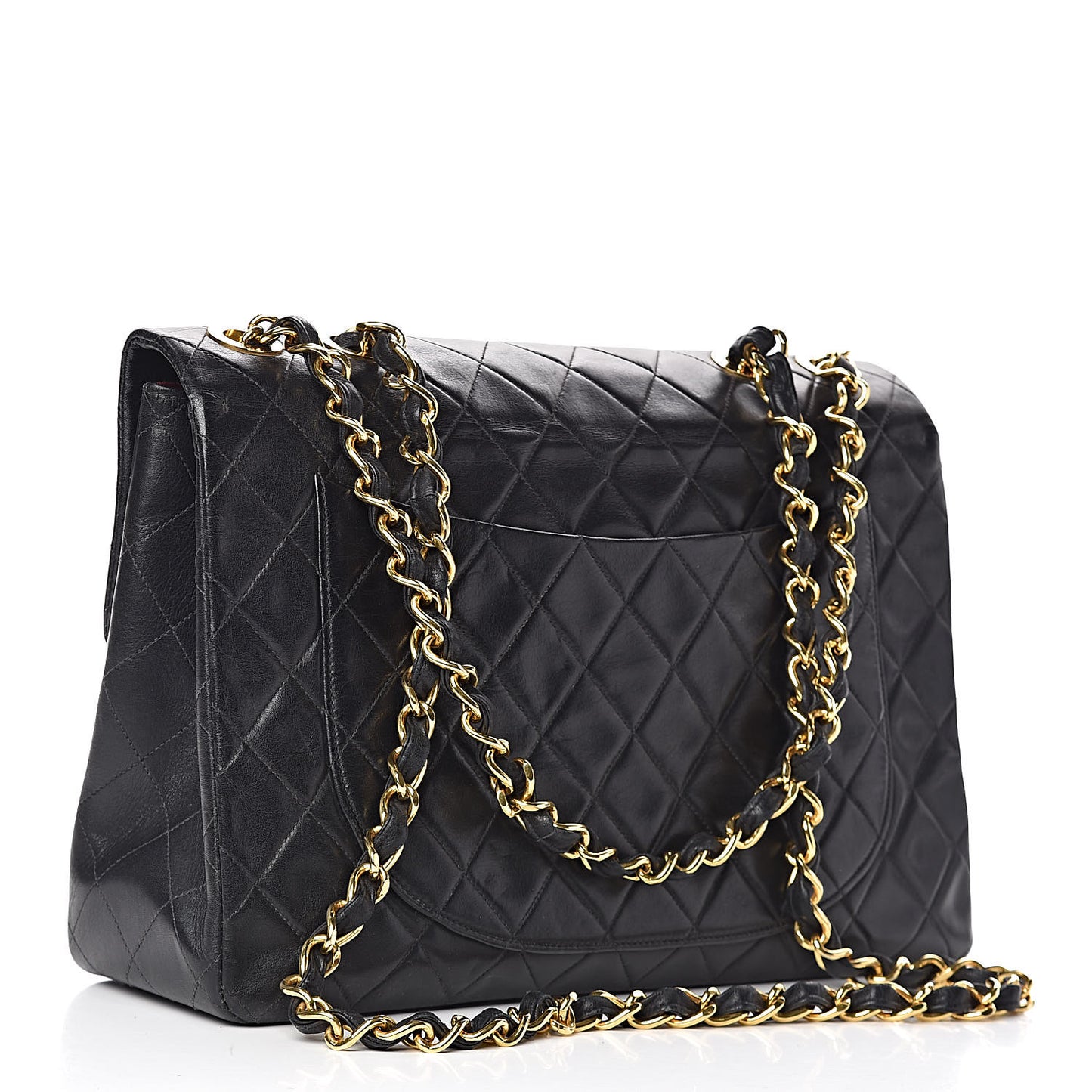 Lambskin Quilted XL Jumbo Single Flap Black
