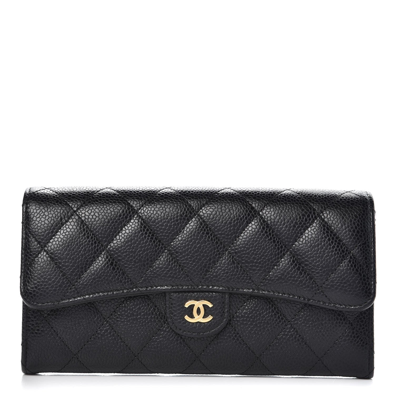 Chanel Caviar Quilted Large Gusset Flap Wallet Black 1 of 9