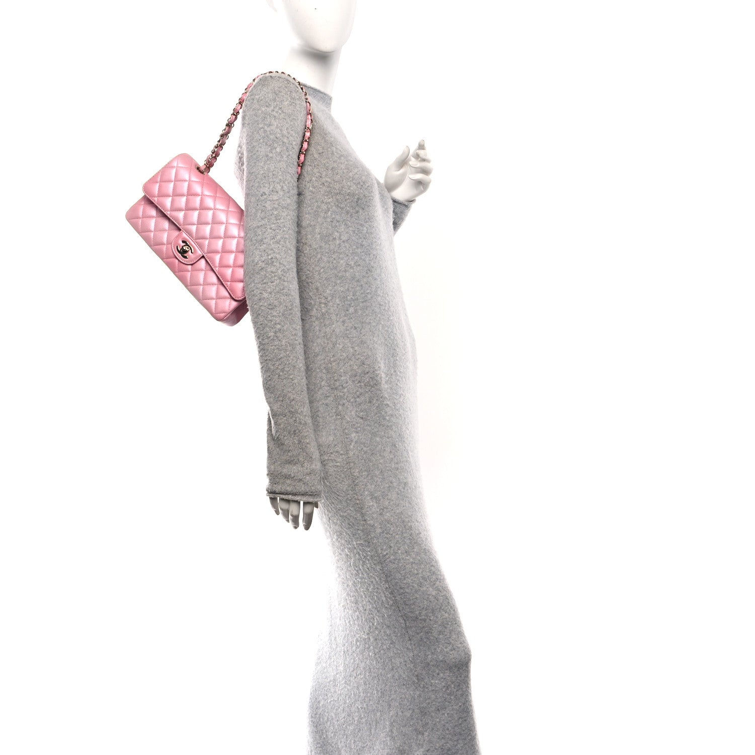 Chanel Cloudy Pearly Goatskin Quilted Medium Double Flap Pink 2 of 11