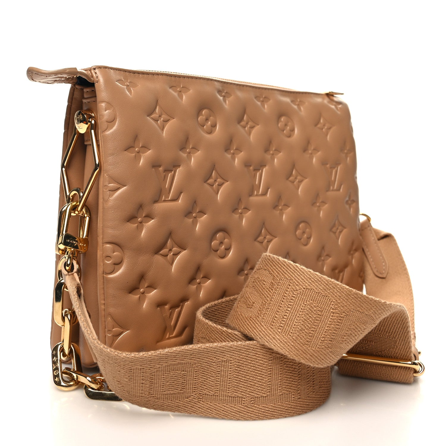 Louis Vuitton Lambskin Embossed Monogram Coussin PM Camel 3 of 11