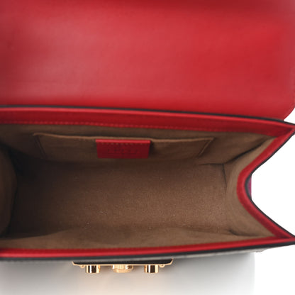 Gucci GG Supreme Monogram Calfskin Small Padlock Shoulder Bag Beige Hibiscus Red New Rosette 5 of 10